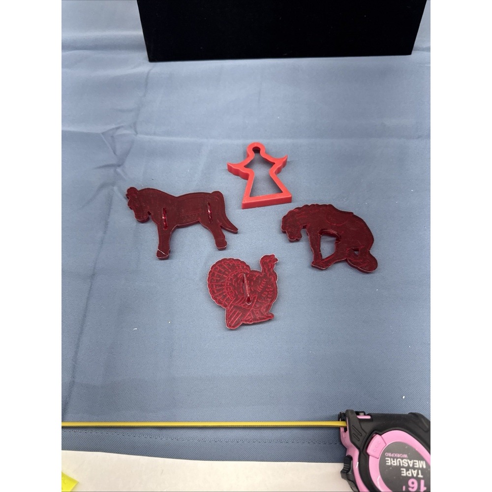 Vintage Plastic Cookie Cutters Lot Of 4. Horses Turkey Angel